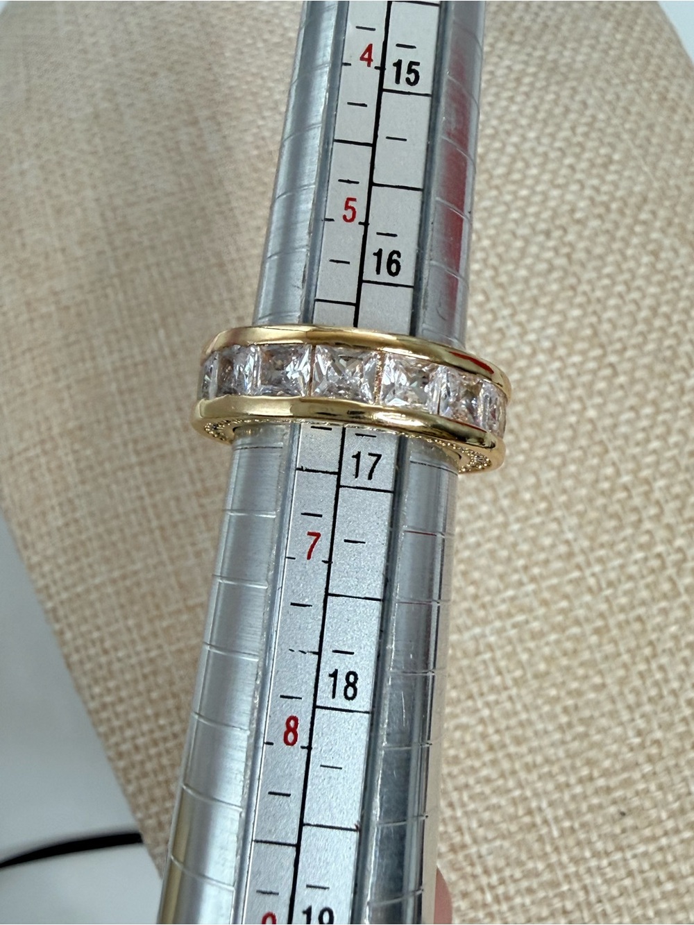 Eternity band stacking gold tone princess cut stunning sparkle and glam size 6 - Picture 3 of 5